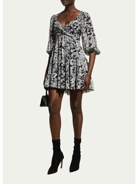 Cinq a Sept Harlie Floral Print Balloon Sleeve Mini Dress